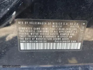 2019 Volkswagen Jetta S with VIN 3VWC57BU1KM190136, listed as a Copart auction lot 47593535 with 98,635 mi miles and Salvage Title. Bid and sale history available at carsss.com. Image 12.