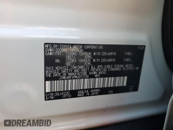 2021 Toyota RAV4 Hybrid XSE with VIN JTME6RFV9MJ011736, listed as a Copart auction lot 42835495 with 49,055 mi miles and Salvage title. Bid and sale history available at DreamBid. Image 13.