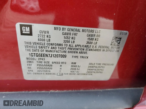 2018 GMC Canyon 4WD Denali with VIN 1GTG6EEN7J1207009, listed as a Copart auction lot 88519165 with 80,684 mi miles and Salvage Title. Bid and sale history available at carsss.com. Image 12.