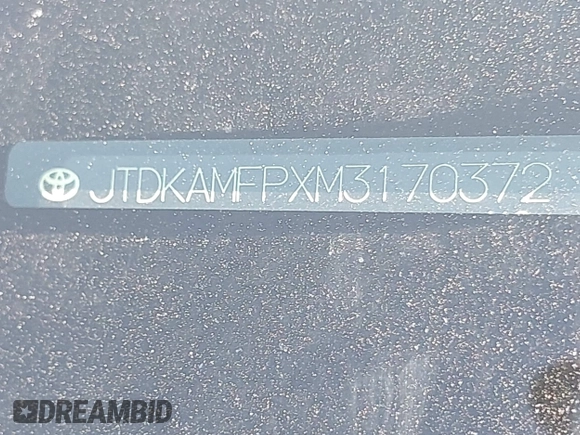 2021 Toyota Prius LE with VIN JTDKAMFPXM3170372, listed as a IAAI auction lot 42661609 with 47,977 mi miles and . Bid and sale history available at DreamBid. Image 9.
