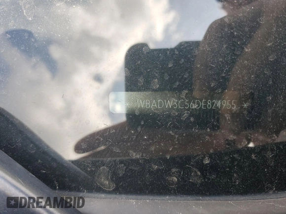 2013 BMW 3 Series 328i with VIN WBADW3C56DE824955, listed as a Copart auction lot 54902205 with 56,747 mi miles and Salvage title. Bid and sale history available at DreamBid. Image 12.