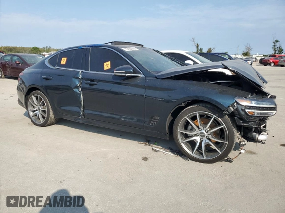 2022 Genesis G70 2.0T with VIN KMTG34TA6NU098213, listed as a Copart auction lot 76084664 with 64,405 mi miles and Non Repairable. Bid and sale history available at DreamBid. Image 4.