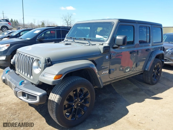 2023 Jeep Wrangler 4xe Sahara with VIN 1C4JJXP62PW696002, listed as a IAAI auction lot 41891127 with 44,567 mi miles. Bid and sale history available at carsss.com. Image 17.
