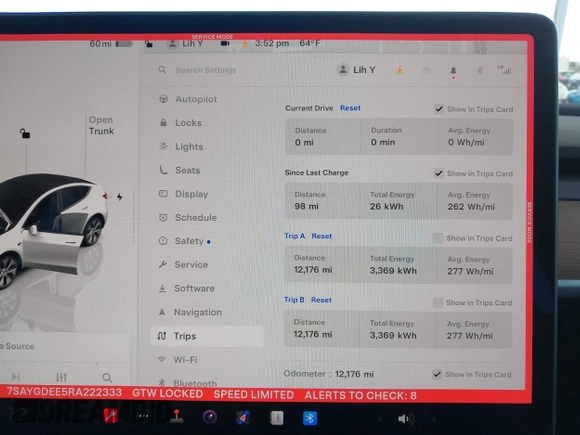 2024 Tesla Model Y Long Range with VIN 7SAYGDEE5RA222333, listed as a IAAI auction lot 41944404 with 12,176 mi miles. Bid and sale history available at carsss.com. Image 7.