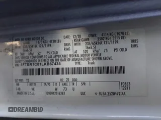 2020 Ford Transit Cargo with VIN 1FTBR1C81LKB67434, listed as a IAAI auction lot 41418986 with 133,456 mi miles. Bid and sale history available at carsss.com. Image 9.