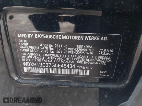 2016 BMW X1 xDrive28i with VIN WBXHT3C37G5E48434, listed as a IAAI auction lot 42005591 with 140,066 mi miles and . Bid and sale history available at DreamBid. Image 9.
