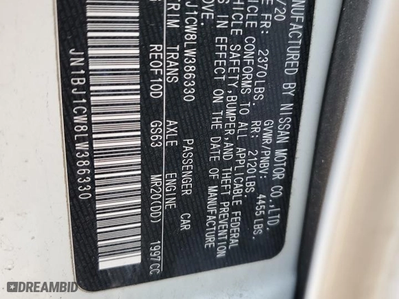 2020 Nissan Rogue Sport SL with VIN JN1BJ1CW8LW386330, listed as a Copart auction lot 47943395 with 65,923 mi miles and Salvage Title. Bid and sale history available at carsss.com. Image 14.