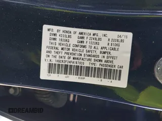 2015 Honda Accord Sedan LX with VIN 1HGCR2F34FA167935, listed as a IAAI auction lot 41502989 with 79,376 mi miles. Bid and sale history available at carsss.com. Image 9.