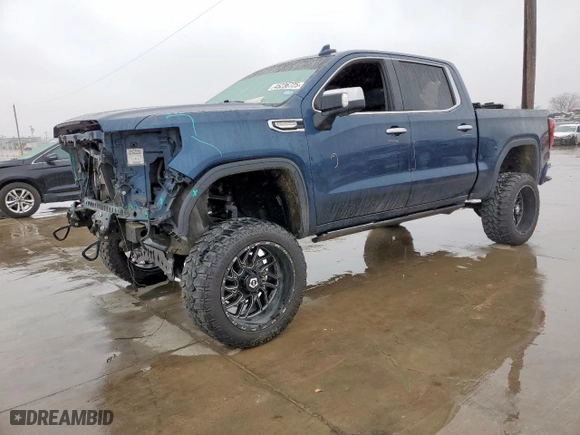 2019 GMC Sierra 1500 SLT with VIN 3GTU9DED1KG196023, listed as a Copart auction lot 45236725 with 120,789 mi miles and Salvage Title. Bid and sale history available at carsss.com. Image 1.