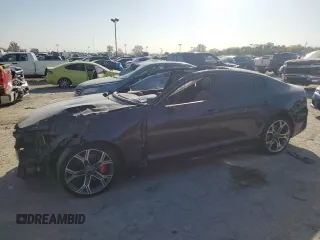 2020 Kia Stinger GT1 with VIN KNAE45LC5L6074316, listed as a Copart auction lot 75098324 with 57,688 mi miles and Salvage Title. Bid and sale history available at carsss.com. Image 1.