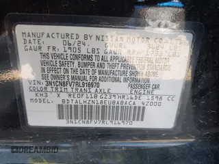2024 Nissan Versa SR z VIN 3N1CN8FV7RL916970, wystawiony jako IAAI lot #42451275 z przebiegiem 22 324 mil mil oraz . Historia ofert i sprzedaży dostępna na DreamBid. Obrazek 9.