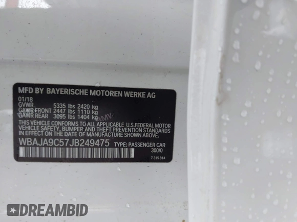 2018 BMW 5 Series 530e с VIN WBAJA9C57JB249475, выставлен на аукционе IAAI как лот 42232097 с пробегом 107 341 миль миль и . История ставок и продаж доступна на DreamBid. Изображение 9.