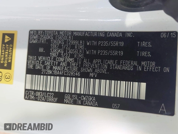 2015 Lexus RX 350 with VIN 2T2BK1BA4FC328546, listed as a IAAI auction lot 42311074 with 67,812 mi miles and . Bid and sale history available at DreamBid. Image 9.