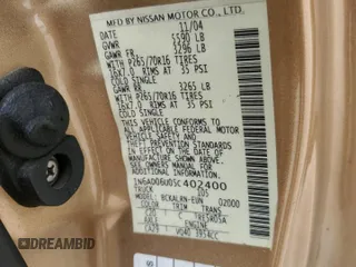 2005 Nissan Frontier SE with VIN 1N6AD06U05C402400, listed as a Copart auction lot 55028935 with 121,827 mi miles and Salvage title. Bid and sale history available at DreamBid. Image 12.
