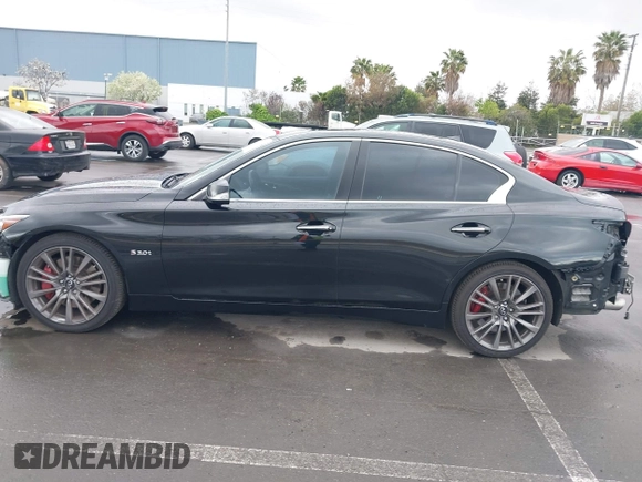 2020 Infiniti Q50 Red Sport 400 with VIN JN1FV7AP2LM630067, listed as a IAAI auction lot 41916706 with 38,786 mi miles and . Bid and sale history available at carsss.com. Image 15.