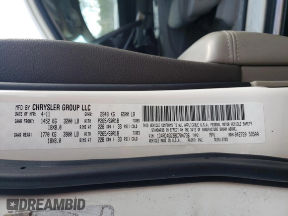 2011 Dodge Durango Crew with VIN 1D4RD4GG3BC704736, listed as a Copart auction lot 50706815 with 228,606 mi miles and Salvage Title. Bid and sale history available at DreamBid. Image 14.