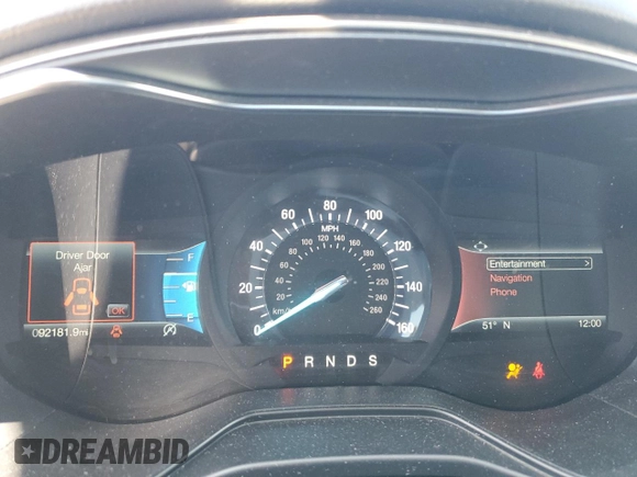 2019 Ford Fusion SE with VIN 3FA6P0HD8KR283978, listed as a Copart auction lot 54625355 with 92,181 mi miles and Salvage Title. Bid and sale history available at DreamBid. Image 9.