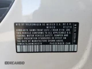 2013 Volkswagen Jetta Sedan S with VIN 3VW2K7AJ8DM265378, listed as a Copart auction lot 87018704 with 65,773 mi miles and Salvage Title. Bid and sale history available at carsss.com. Image 12.