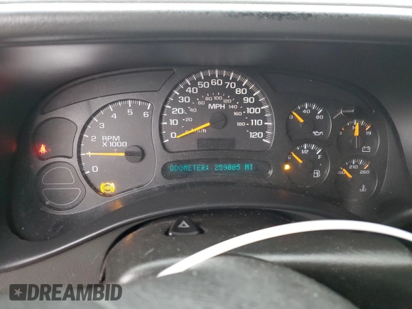 2005 Chevrolet Silverado 1500 LS with VIN 2GCEC19TX51207426, listed as a Copart auction lot 44393255 with 259,005 mi miles and Salvage Title. Bid and sale history available at DreamBid. Image 9.