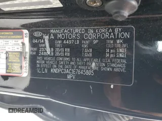 2014 Kia Sportage EX with VIN KNDPC3AC1E7645805, listed as a Copart auction lot 53456845 with Not provided miles and Salvage title. Bid and sale history available at DreamBid. Image 13.