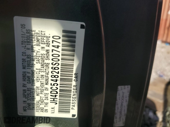 2006 Acura RSX z VIN JH4DC54826S007470, wystawiony jako Copart lot #52934855 z przebiegiem 183 719 mil mil oraz Szkoda całkowita • Salvage title. Historia ofert i sprzedaży dostępna na DreamBid. Obrazek 12.