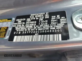 2024 Kia Telluride LX with VIN 5XYP24GC5RG483301, listed as a Copart auction lot 54327845 with Not provided miles and Salvage title. Bid and sale history available at DreamBid. Image 13.