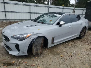 2021 Kia Stinger GT2 with VIN KNAE55LC2M6087846, listed as a Copart auction lot 73556274 with 59,168 mi miles and Salvage Title. Bid and sale history available at carsss.com. Image 1.