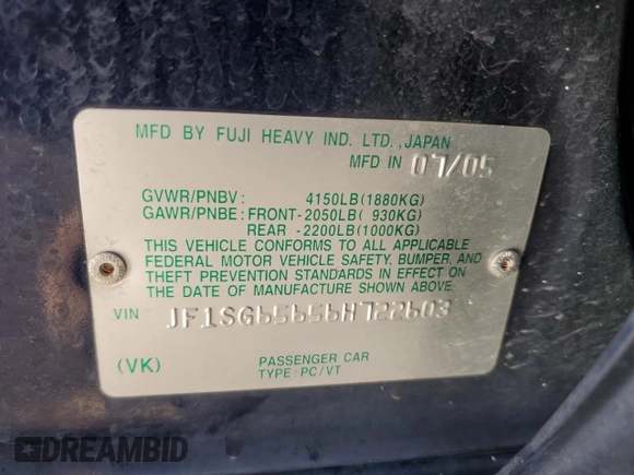2006 Subaru Forester X with VIN JF1SG65656H722603, listed as a Copart auction lot 85505424 with 128,644 mi miles and Salvage Title. Bid and sale history available at DreamBid. Image 14.