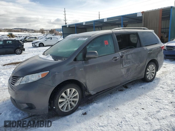 2017 Toyota Sienna LE with VIN 5TDJZ3DC3HS155344, listed as a Copart auction lot 46488255 with 0 mi miles and Salvage Title. Bid and sale history available at carsss.com. Image 1.