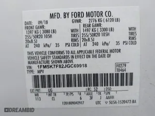 2018 Ford Explorer Limited with VIN 1FM5K7F82JGC69918, listed as a IAAI auction lot 41427239 with 128,784 mi miles. Bid and sale history available at carsss.com. Image 9.