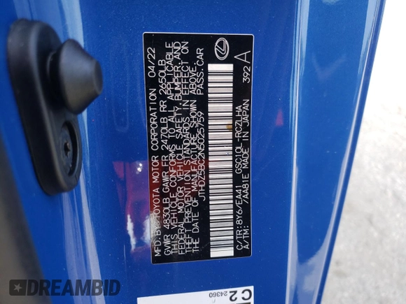 2022 Lexus RC 350 z VIN JTHDZ5BC2N5025759, wystawiony jako Copart lot #66917074 z przebiegiem 25 231 mil mil oraz Nie do naprawy • Non repairable. Historia ofert i sprzedaży dostępna na DreamBid. Obrazek 14.