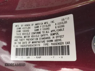 2014 Honda Accord EX-L with VIN 1HGCR2F86EA036175, listed as a IAAI auction lot 42146831 with 105,031 mi miles and . Bid and sale history available at carsss.com. Image 9.
