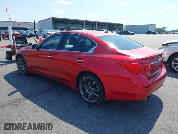 2017 Infiniti Q50 Red Sport 400 with VIN JN1FV7AR3HM870642, listed as a IAAI auction lot 42070635 with 163,848 mi miles. Bid and sale history available at carsss.com. Image 3.