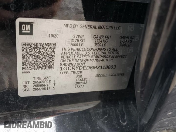 2021 Chevrolet Silverado 1500 LT with VIN 1GCRYDED6MZ118803, listed as a Copart auction lot 79291124 with 46,721 mi miles and Salvage Title. Bid and sale history available at DreamBid. Image 12.