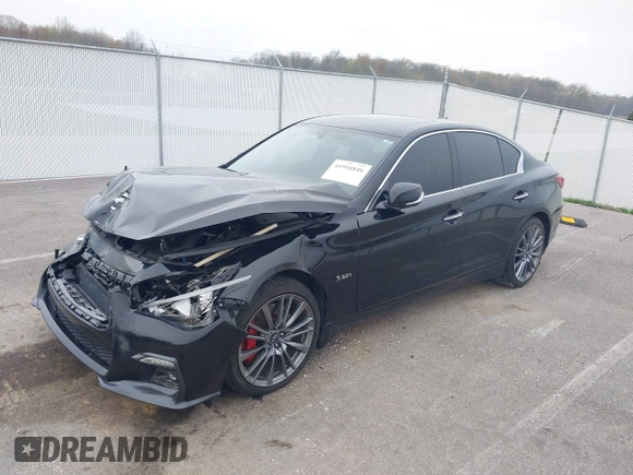 2018 Infiniti Q50 Red Sport 400 with VIN JN1FV7ARXJM480160, listed as a IAAI auction lot 41994848 with 71,346 mi miles and . Bid and sale history available at DreamBid. Image 17.
