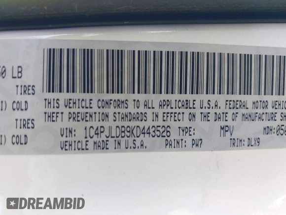 2019 Jeep Cherokee Limited with VIN 1C4PJLDB9KD443526, listed as a IAAI auction lot 41658009 with 73,024 mi miles and . Bid and sale history available at DreamBid. Image 9.