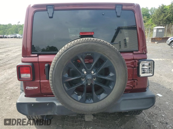 2021 Jeep Wrangler Unlimited Sport S with VIN 1C4HJXDGXMW785601, listed as a Copart auction lot 57342445 with 57,147 mi miles and Salvage title. Bid and sale history available at DreamBid. Image 6.