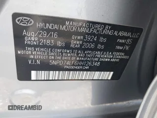 2017 Hyundai Elantra SE z VIN 5NPD74LF6HH126348, wystawiony jako IAAI lot #42362683 z przebiegiem 165 431 mil mil oraz . Historia ofert i sprzedaży dostępna na DreamBid. Obrazek 9.