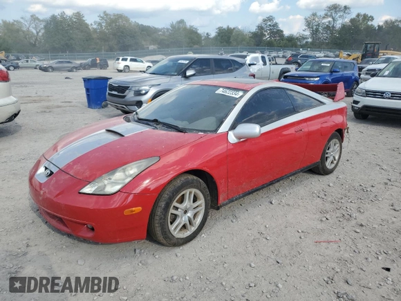 2000 Toyota Celica GT with VIN JTDDR32T1Y0021547, listed as a Copart auction lot 74622334 with 374,197 mi miles and Salvage Title. Bid and sale history available at carsss.com. Image 1.