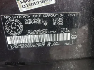 2011 Lexus ES 330 with VIN JTHBK1EG2B2444713, listed as a Copart auction lot 52522865 with 222,995 mi miles and Clean Title. Bid and sale history available at DreamBid. Image 12.