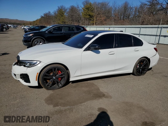 2021 BMW 3 Series M340i xDrive with VIN 3MW5U9J05M8C08378, listed as a Copart auction lot 46323565 with 34,604 mi miles and Salvage Title. Bid and sale history available at carsss.com. Image 1.