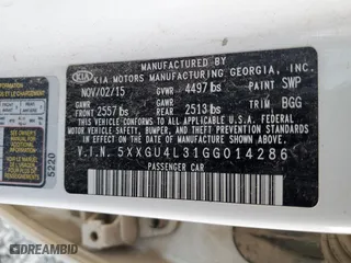 2016 Kia Optima EX with VIN 5XXGU4L31GG014286, listed as a Copart auction lot 77652274 with 126,885 mi miles and Salvage Title. Bid and sale history available at carsss.com. Image 12.