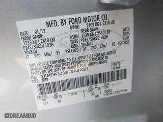 2012 Ford Edge SEL with VIN 2FMDK3J93CBA81021, listed as a IAAI auction lot 42004650 with 198,774 mi miles. Bid and sale history available at carsss.com. Image 9.