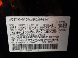 2020 Acura MDX Sport Hybrid w/Advance Pkg with VIN 5J8YD7H71LL000076, listed as a Copart auction lot 82624334 with 83,523 mi miles and Salvage Title. Bid and sale history available at carsss.com. Image 13.