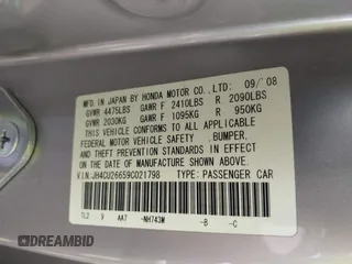 2009 Acura TSX with VIN JH4CU26659C021798, listed as a IAAI auction lot 42565155 with 196,024 mi miles and . Bid and sale history available at DreamBid. Image 9.