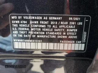 2021 Volkswagen Arteon SEL R-Line with VIN WVWHR7AN8ME013101, listed as a Copart auction lot 78168654 with 75,720 mi miles and Salvage title. Bid and sale history available at DreamBid. Image 12.