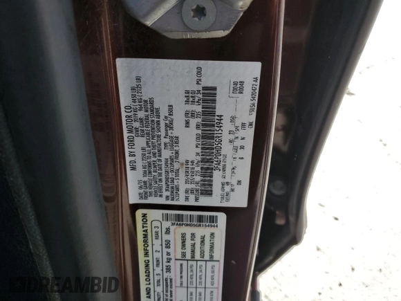 2016 Ford Fusion SE with VIN 3FA6P0HD5GR154944, listed as a Copart auction lot 50039205 with 181,504 mi miles and Salvage Title. Bid and sale history available at carsss.com. Image 14.
