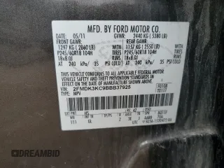 2011 Ford Edge Limited with VIN 2FMDK3KC9BBB37925, listed as a Copart auction lot 59897185 with 155,135 mi miles and Salvage title. Bid and sale history available at DreamBid. Image 12.