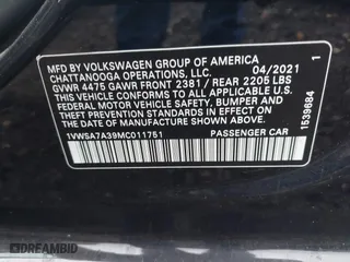 2021 Volkswagen Passat 2.0T SE with VIN 1VWSA7A39MC011751, listed as a IAAI auction lot 41485032 with 999,999 mi miles. Bid and sale history available at carsss.com. Image 9.