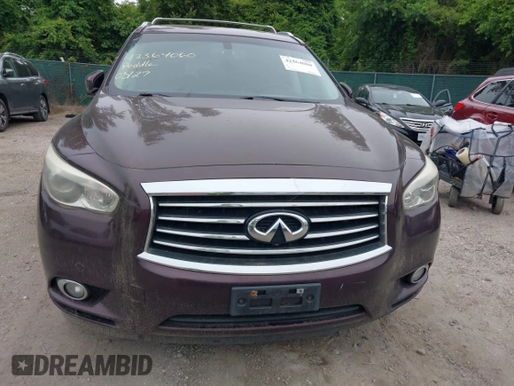 2013 Infiniti JX35 z VIN 5N1AL0MMXDC306339, wystawiony jako IAAI lot #42364060 z przebiegiem 237 711 mil mil oraz . Historia ofert i sprzedaży dostępna na DreamBid. Obrazek 6.